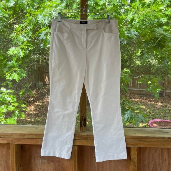 Theory Women's Moleskin Twill Crop Pant Cream Size 6 - Picture 1 of 6